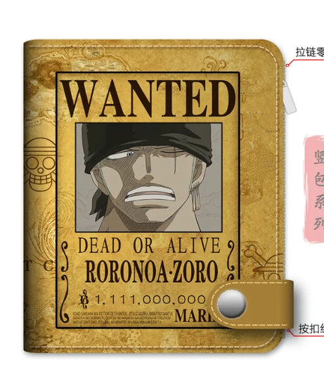 Anime One Piece Figure Wallet Luffy Purse Zoro Ace Bounty Order Skeleton Pattern Pu Kawaii Wallet Card Holder Purse