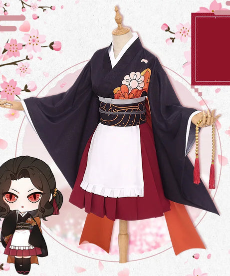 Demon Slayer Maid Dress Cosplay Kibutsuji Muzan Kamado Nezuko Kocho Shinobu Kanroji Mitsuri Style Lolita Fashion for Daily Wear