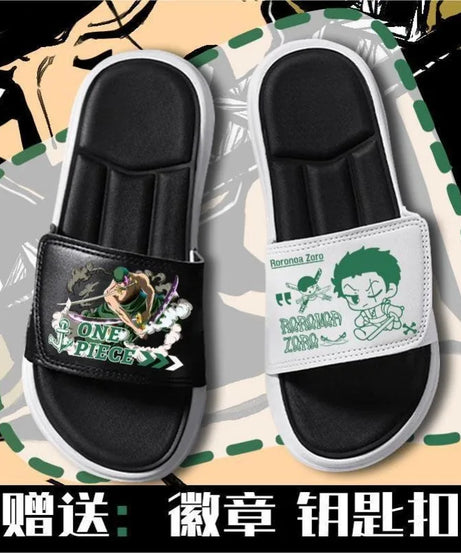 One Piece Anime Luffy Zoro Nami  Pattern New Slippers Men and Women Fashionable Flat Outdoor Comfortable Sandals Gift