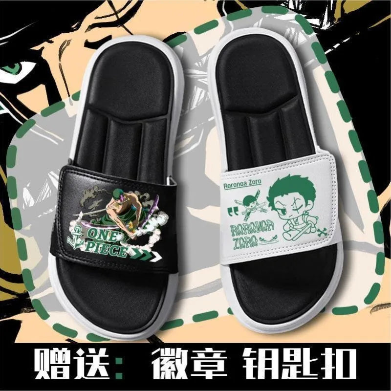 One Piece Anime Luffy Zoro Nami  Pattern New Slippers Men and Women Fashionable Flat Outdoor Comfortable Sandals Gift