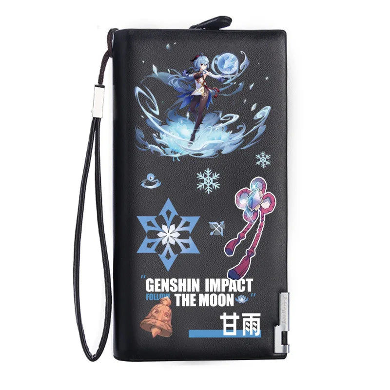 Genshin Impact Mondstadt Anime Peripheral New Zipper PU Wallet Handsome Personality Boy Print Coin Purse Short Card Pack Holiday