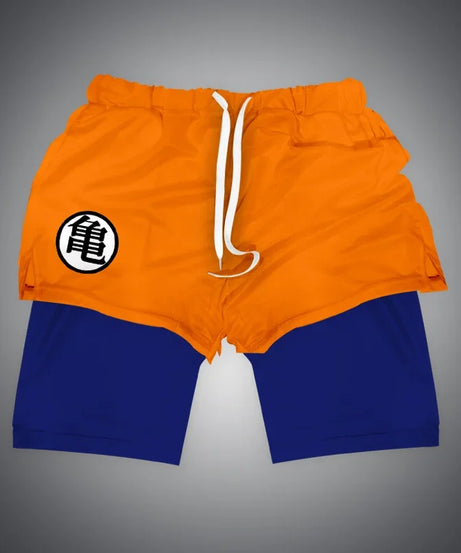 One Piece x Naruto x Dragon Ball 2-in-1 Men’s Gym Shorts – Quick-Dry & Breathable Sportswear