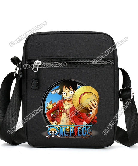 One Piece Men Shoulder Bag Anime Luffy Zoro Boy Oxford Cloth Crossbody Zipper Messenger Bags Outdoor Travel Small Phone Pouch