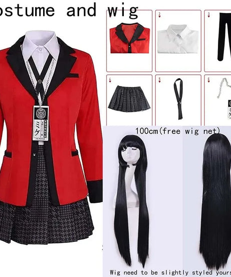Yumeko Jabami Cosplay Costume School Uniforms Jabami Yumeko Outfits Full Set with Stockings Girl JK School Uniform For Comic Con