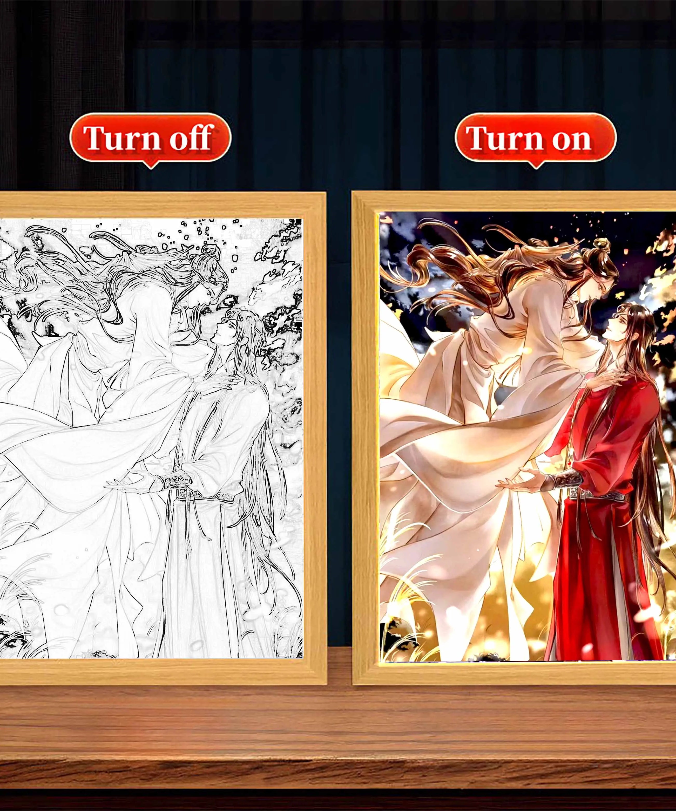 Light Painting Picture Frame Tian Guan Ci Fu Led Night Lights Xielian Huacheng Decor Bedroom Friends Charming Gifts Moon Lamps