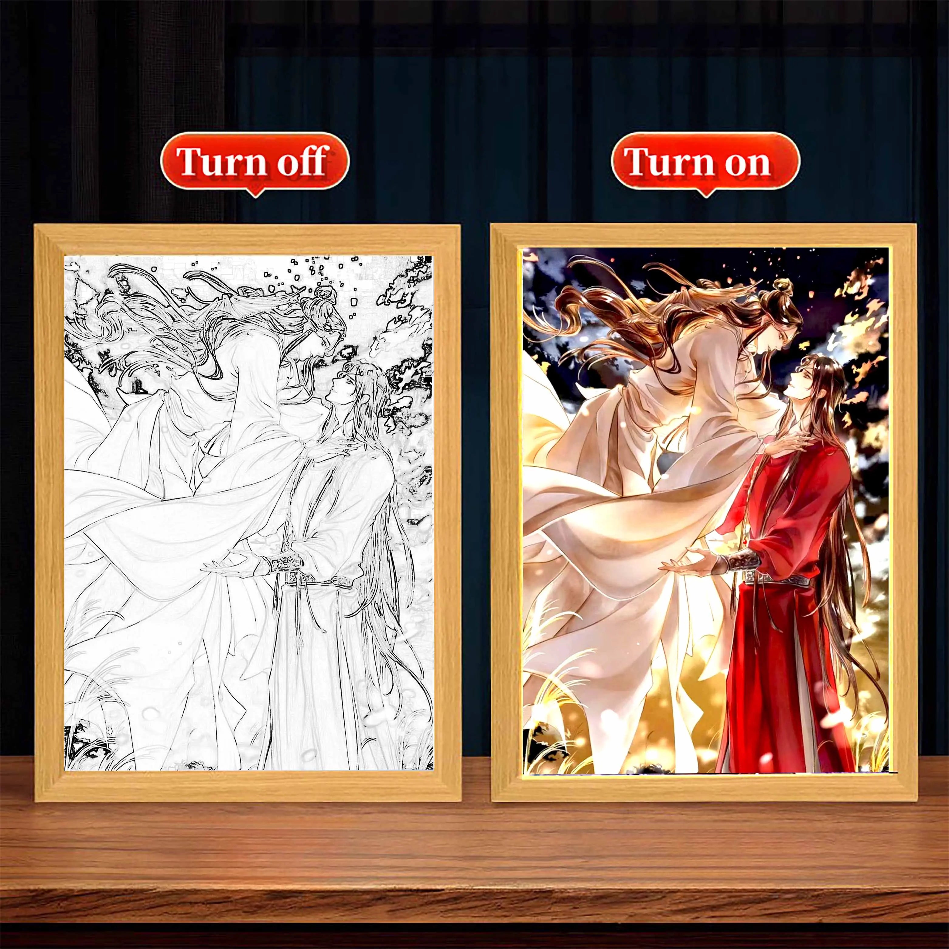 Light Painting Picture Frame Tian Guan Ci Fu Led Night Lights Xielian Huacheng Decor Bedroom Friends Charming Gifts Moon Lamps