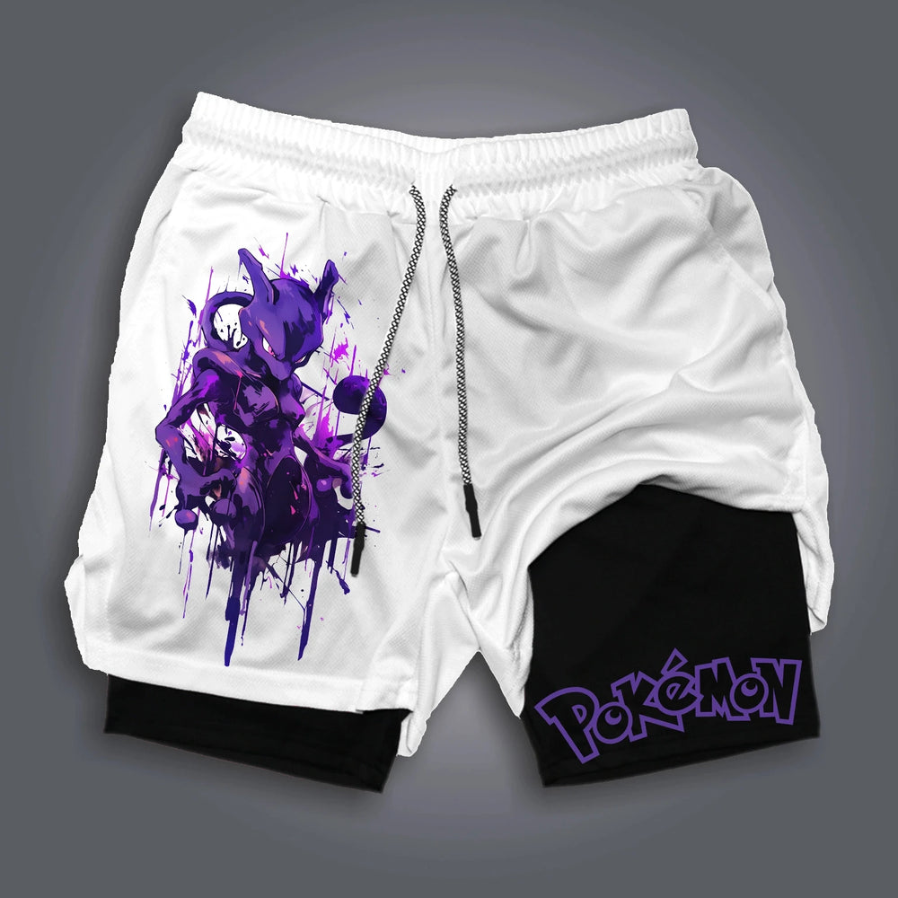 Pokémon Anime Printed Double Layer Shorts – Premium Mesh Fitness & Running Pants for Men 5