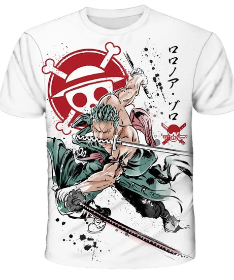 Hot Selling One Piece 3D Printing Fashion Children's Anime Luffy Men's Clothing Children's Boys' T-shirt Summer Short Sleeved