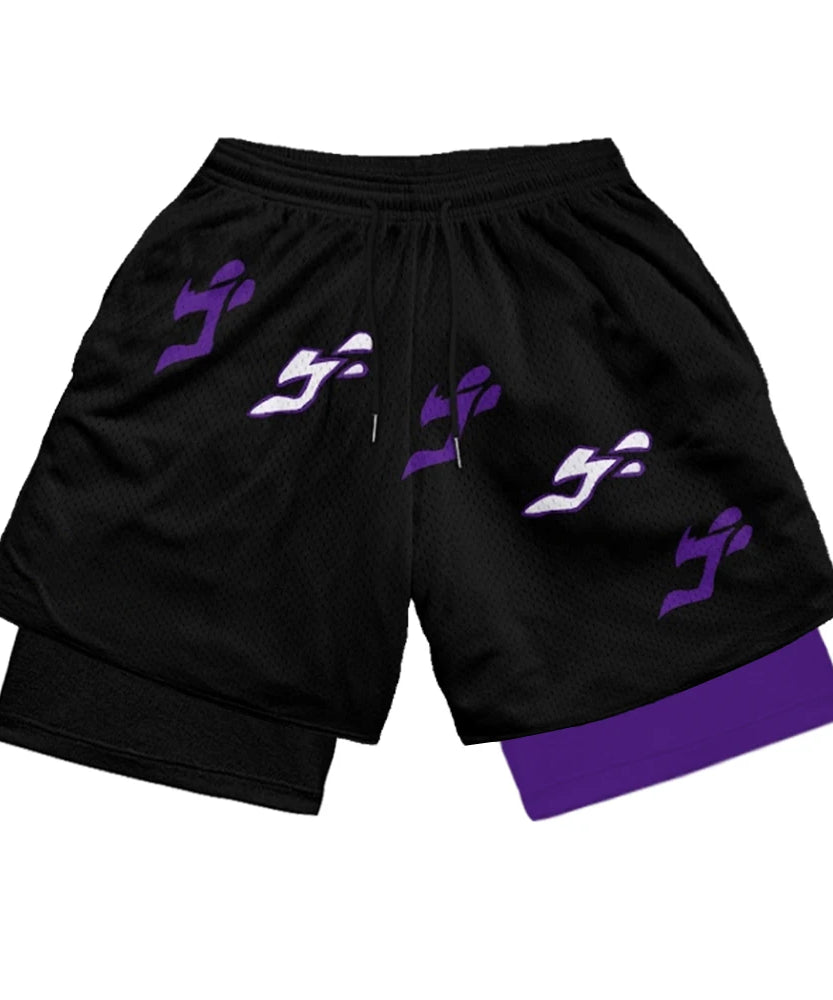 JoJo’s Bizarre Adventure 2-in-1 Gym Shorts – Quick-Dry Anime Fitness Wear