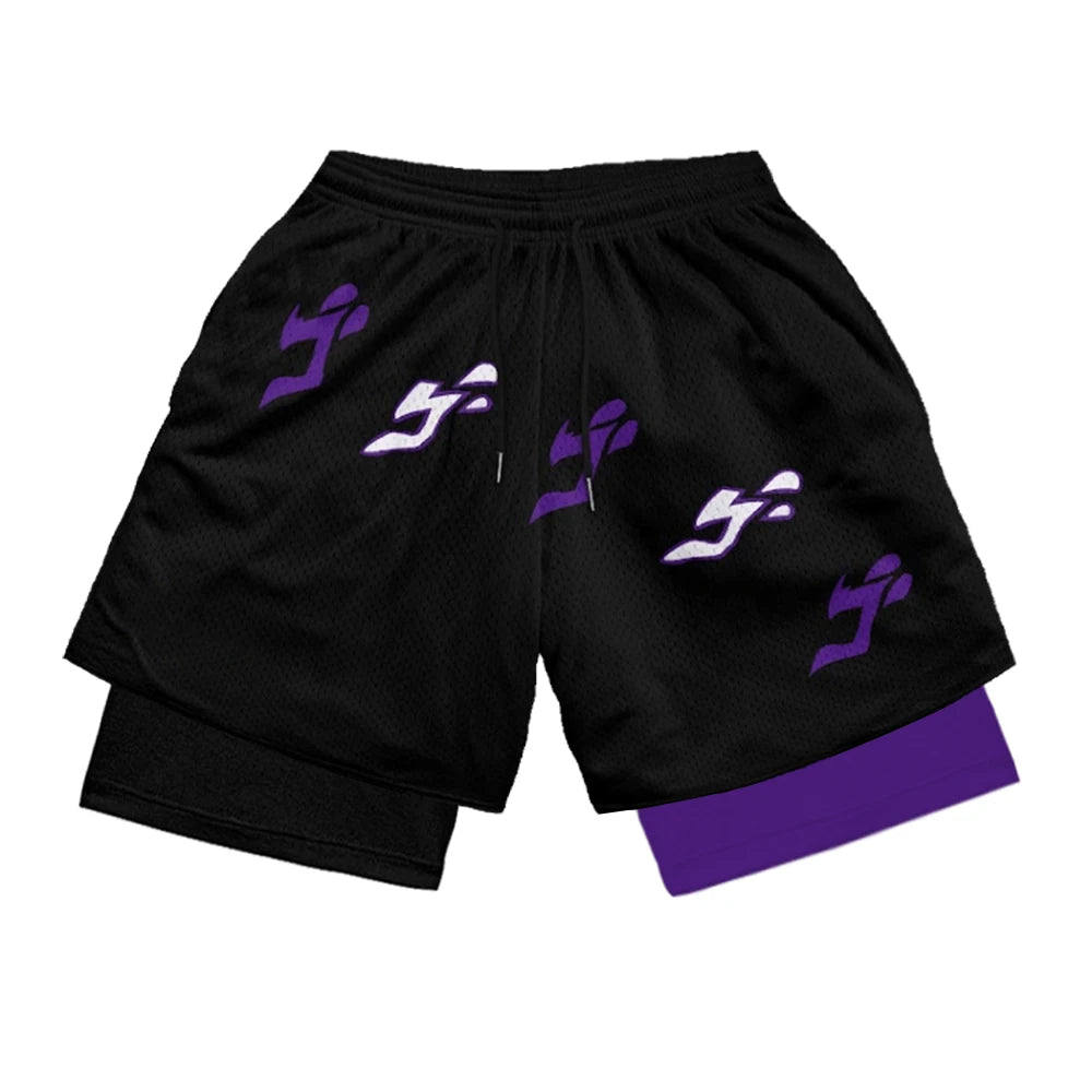 JoJo’s Bizarre Adventure 2-in-1 Gym Shorts – Quick-Dry Anime Fitness Wear