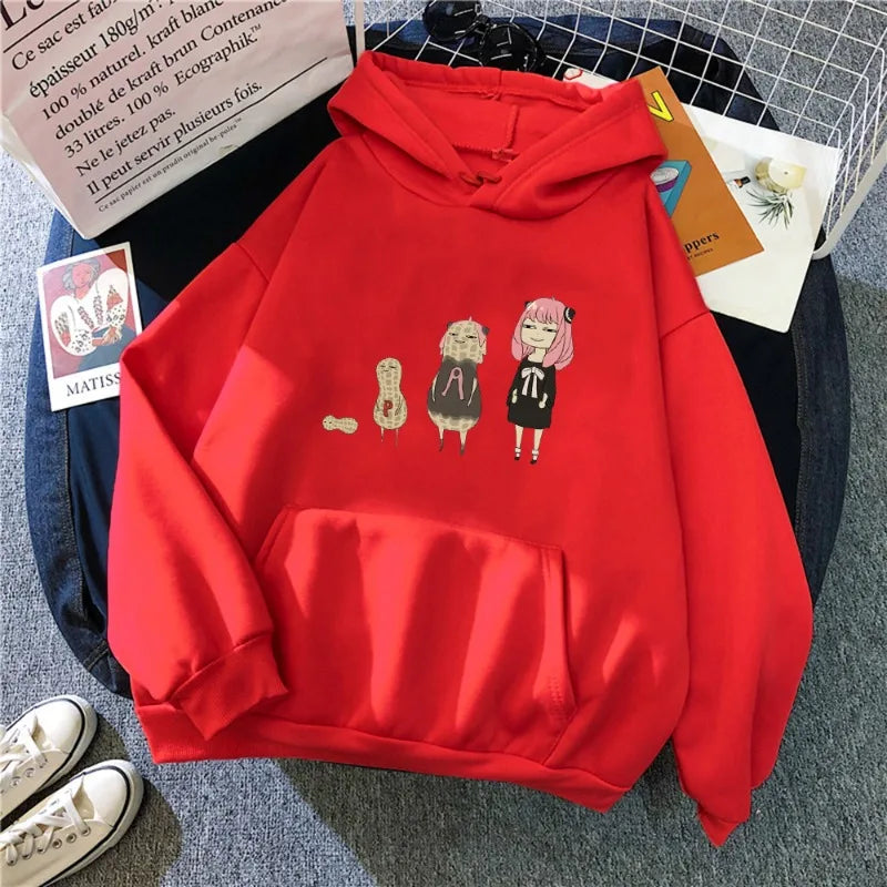 Spy x Family Anya Peanut Evolution Graphic Oversized Hoodie Korean Streetwear 5
