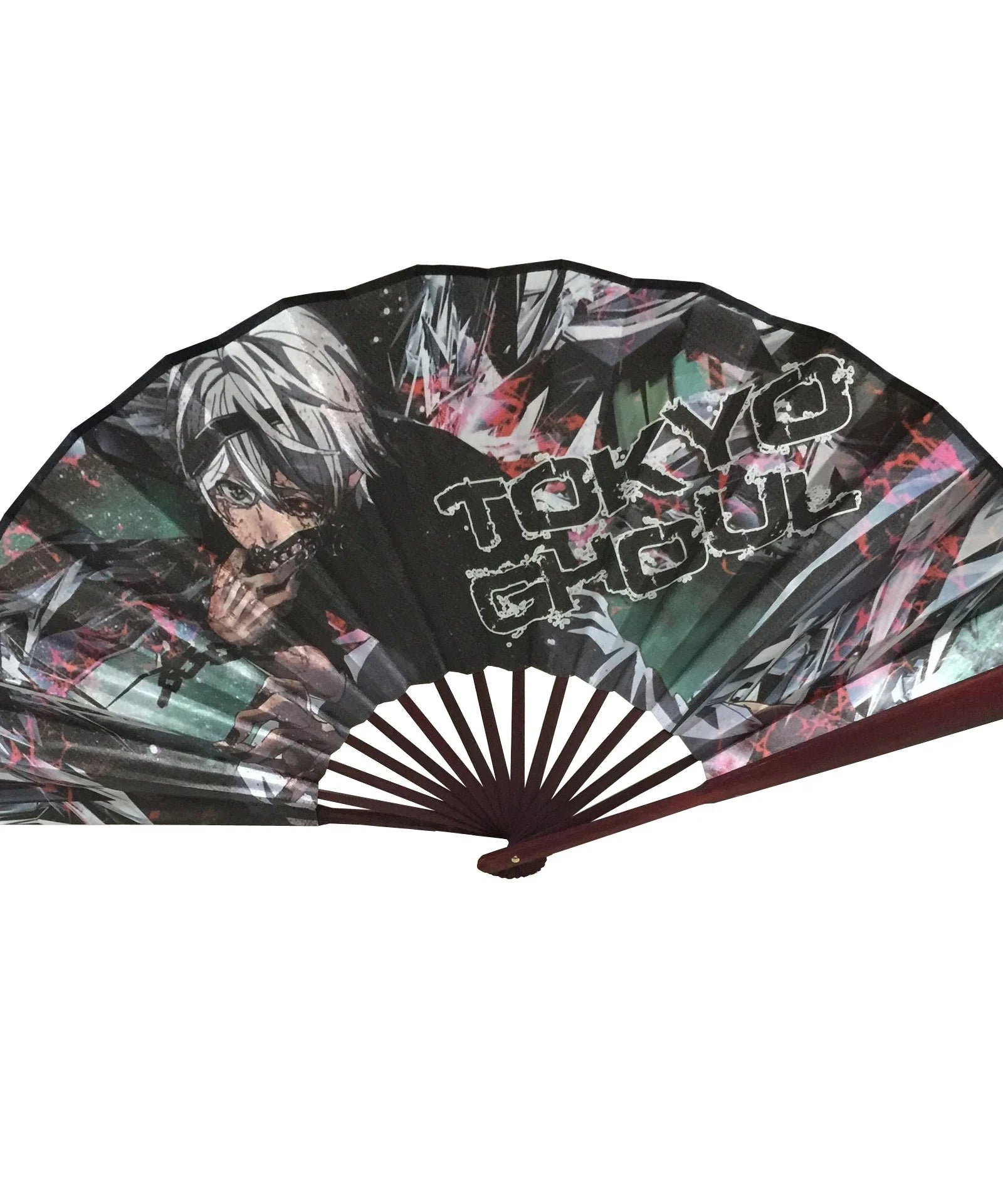 33cm/10"  Anime Tokyo Ghoul Bamboo&Tough Paper Kaneki Ken Folding Fan Men and Women's Hand Fan for Costume Props