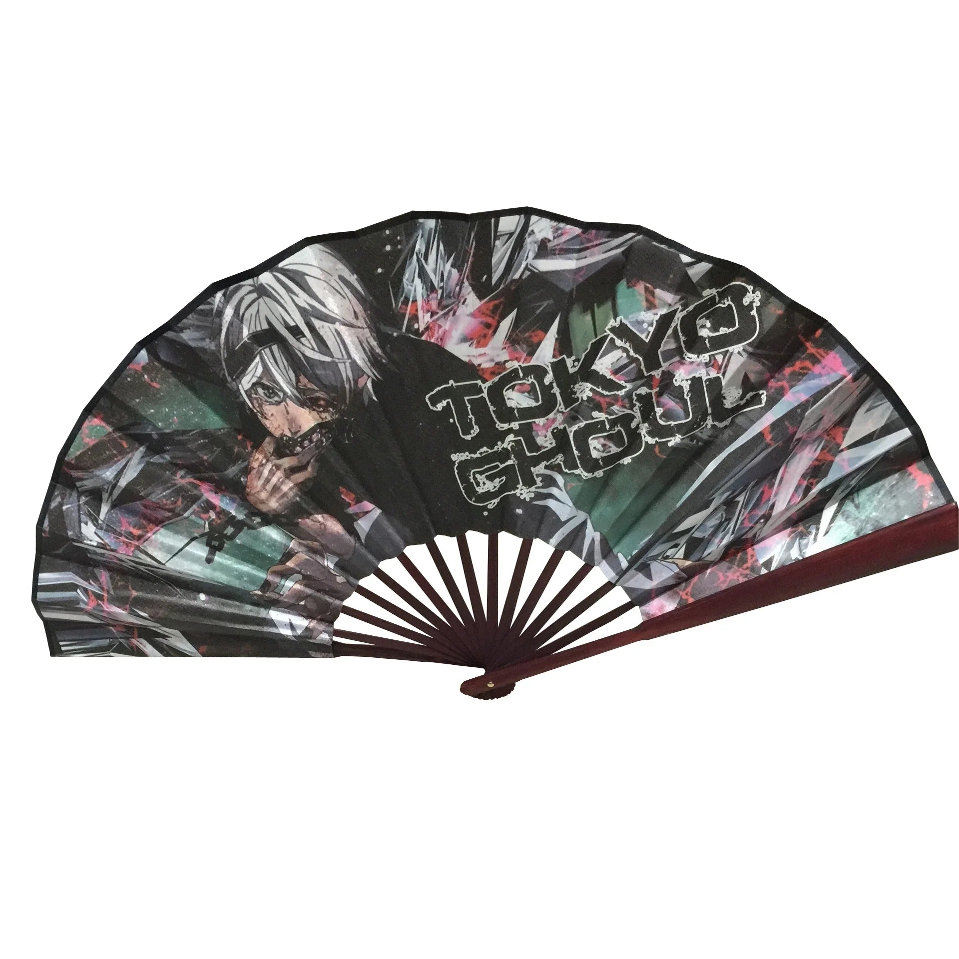 33cm/10"  Anime Tokyo Ghoul Bamboo&Tough Paper Kaneki Ken Folding Fan Men and Women's Hand Fan for Costume Props