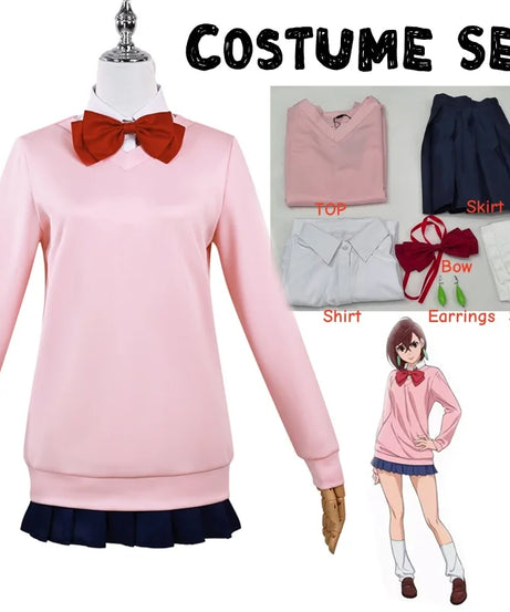 Dandadan Momo Ayase Cosplay Costume Anime Dandadan Dress Skirt School Uniform Earrings Choker Halloween Party for Girls Women