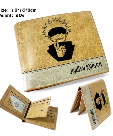 Anime demon slayer Man Bifold Wallets Khaki Card Holders Coin Purse