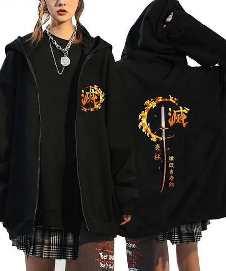 Demon Slayer Zipper Sweatshirts Zip Up Hoodie Anime Hoodies Unisex Hip Hop Streetwear Nezuko Kamado Graphic Y2K Clothes gifts