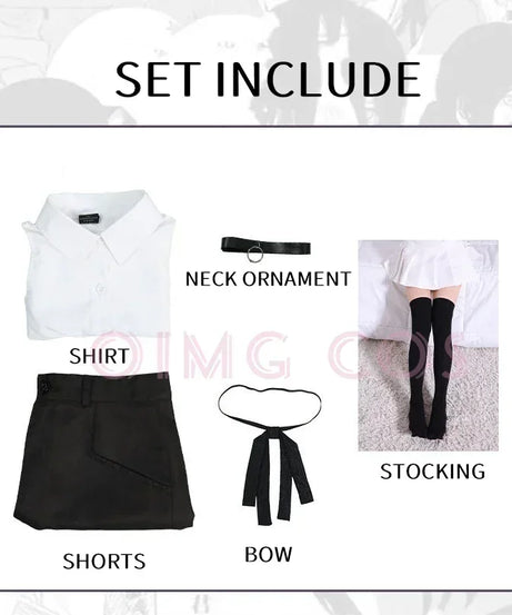 Reze Cosplay Costume Chainsaw Man Outfits Blue Suit Shirt Tie Short  Neck Ring Women Anime Uniform Halloween