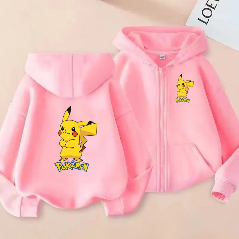 Kids Pikachu Anime Zipper Hoodie – Electric Mouse Print Cardigan Sweatshirt 6