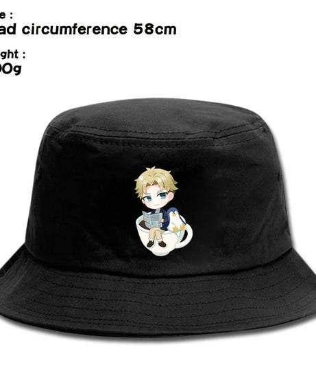 Anime Spy X Family Creative Peripheral Cute Outdoor Leisure Sunscreen Hat Art Versatile Cartoon Printed Fisherman's Hats