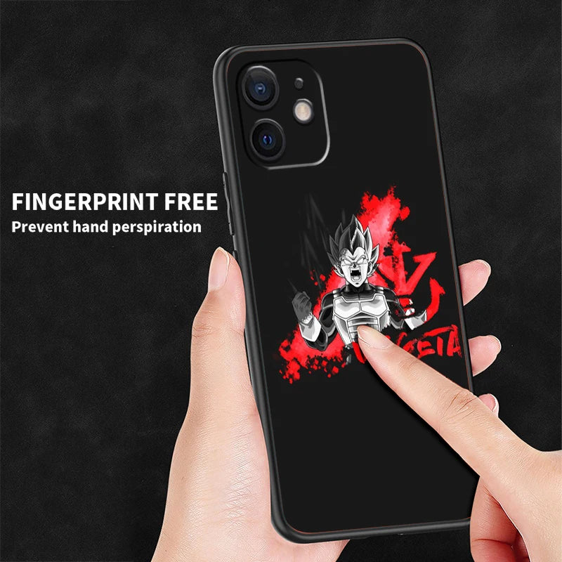 Dragon Ball Z Black Soft Case for iPhone 15/14/13/12/11/XS/X/8/7/SE