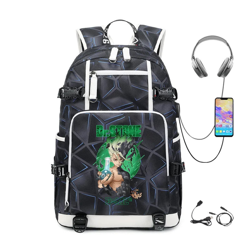 Dr. Stone Anime Backpack – Large Capacity Student & Travel Bag