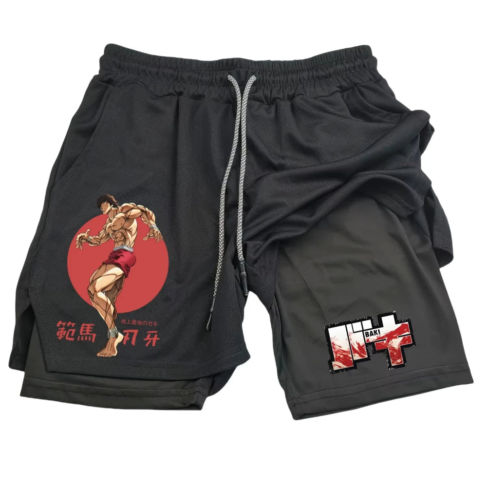 Baki Hanma Anime Men's 2-in-1 Gym Shorts – Quick-Dry Mesh Fitness Activewear 7