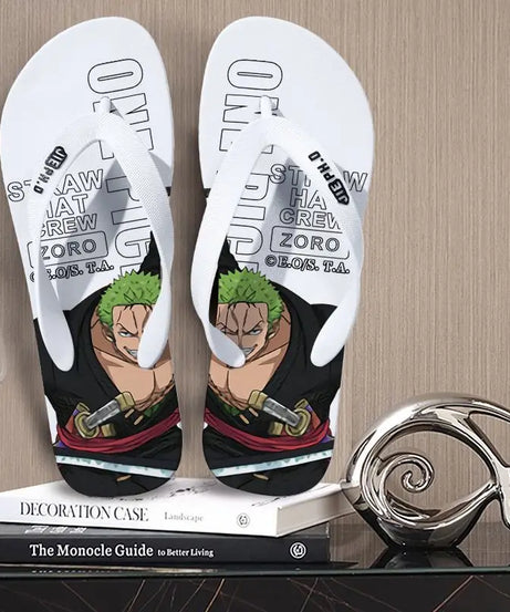 One Piece anime peripheral flip-flops Luffy Zoro creative  outdoor daily anti-slip clip-on summer couple slippers gift
