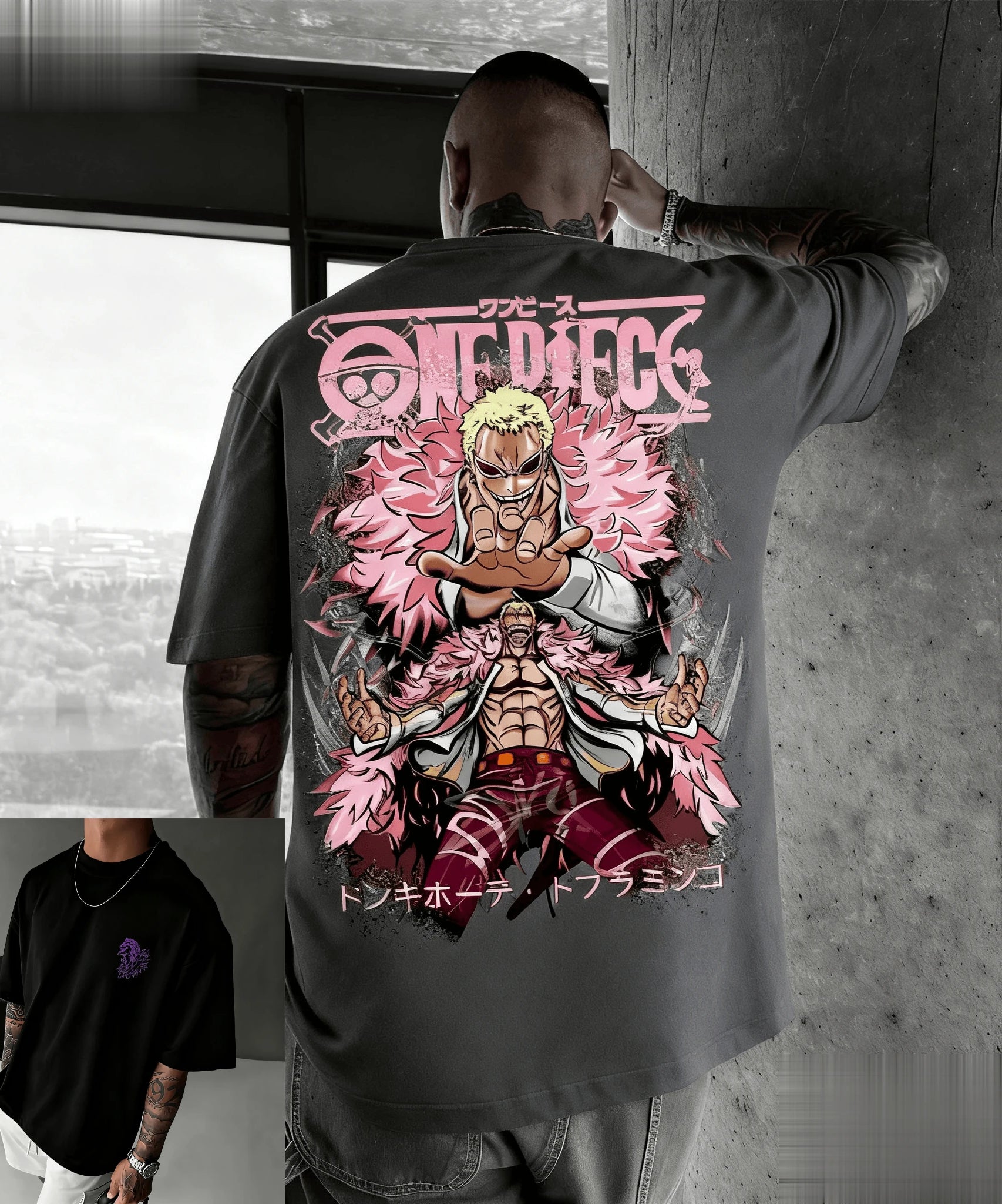 New Unisex One Piece Doflaminggo Anime Men T Shirt Short Sleeve Tee Summer Y2k Graphic Streetwear Casual Top Oversized