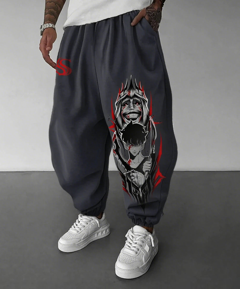Solo Leveling Men's Pants Anime Graphic Print Casual Loose Fit Streetwear Jogger Sweatpants Hip Hop Trousers Spring Autumn Y2k