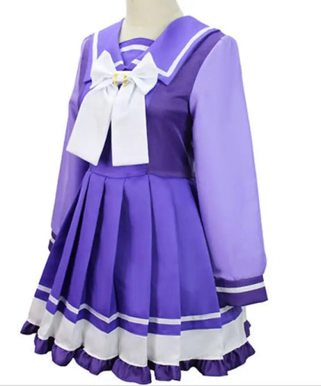 Anime Womens Suit Cosplay Mejiro McQueen Costume Purple Dress Maid Bow Suit Halloween Christmas Outfit