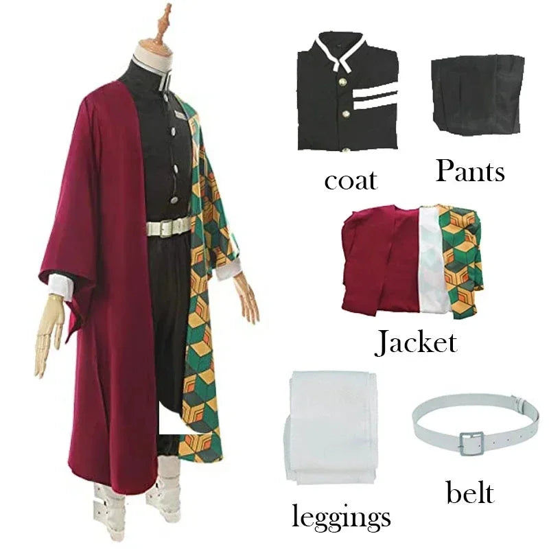 Anime Demon Slayer Tomioka Giyuu Cosplay Costume – Uniform & Wig Set 5
