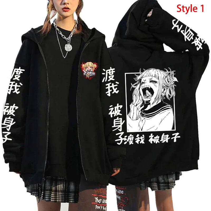 My Hero Academia Himiko Toga Graphic Zip-Up Hoodie Harajuku Streetwear 7