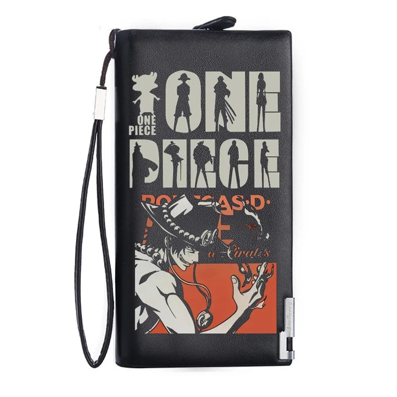 One Piece Luffy Ace Anime Peripheral Zipper New PU Wallet Handsome Personality Boy Print Coin Purse Short Card Pack Holiday Gift