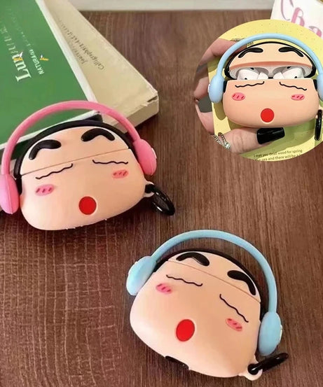 Crayon ShinChans Case for Apple AirPods 1 2 3 Airpod Pro3D Key Chain Wireless Earphone Bluetooth Headset Silicone Cover