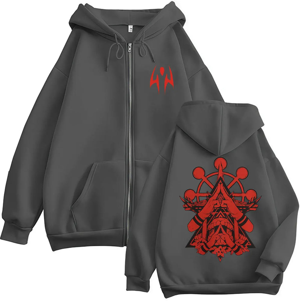 Jujutsu Kaisen Ryomen Sukuna Anime Zip-Up Hoodie – Harajuku Fleece Streetwear 2