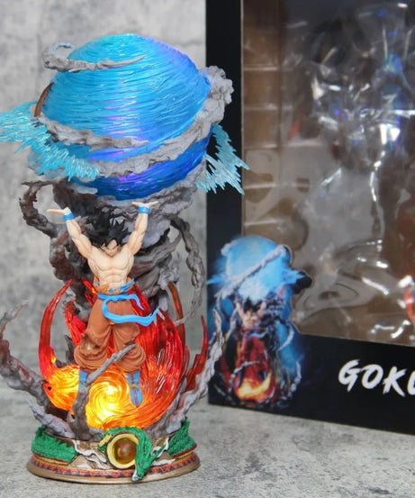 Hot Sales 23cm Anime Dragon Ball Goku Figure Super Spirit Bomb Son Goku Action Emit Light Figure Pvc Model Collection Model Gift