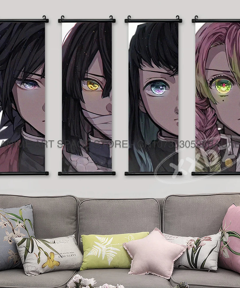 Anime Demon Slayer wall art canvas hanging roll