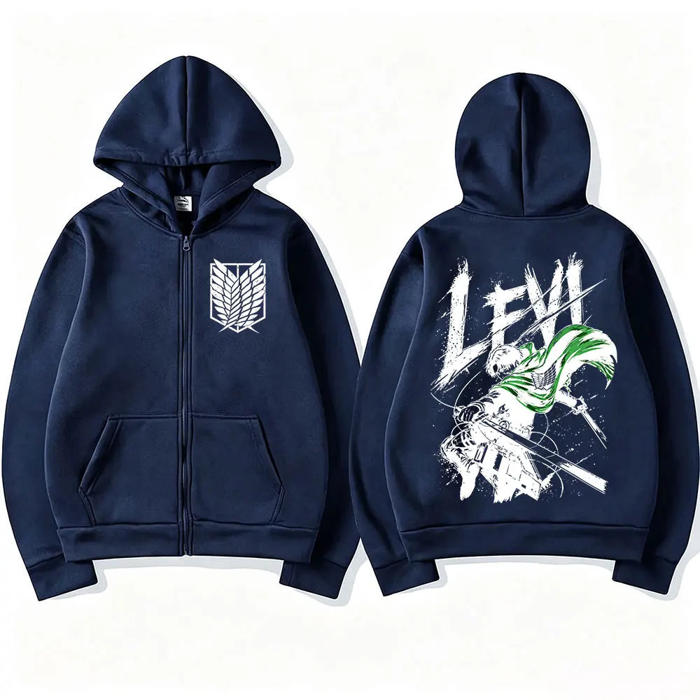 Attack on Titan Levi Ackerman & Eren Jaeger Graphic Zip-Up Hoodie 7