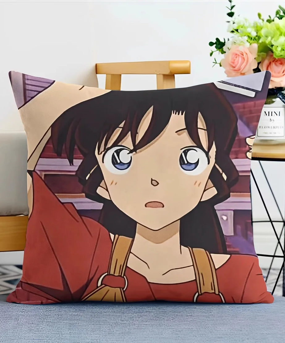 Detective Conan Pillowcase – Soft Anime Cushion Cover with Zipper for Sofa & Bedroom Decor