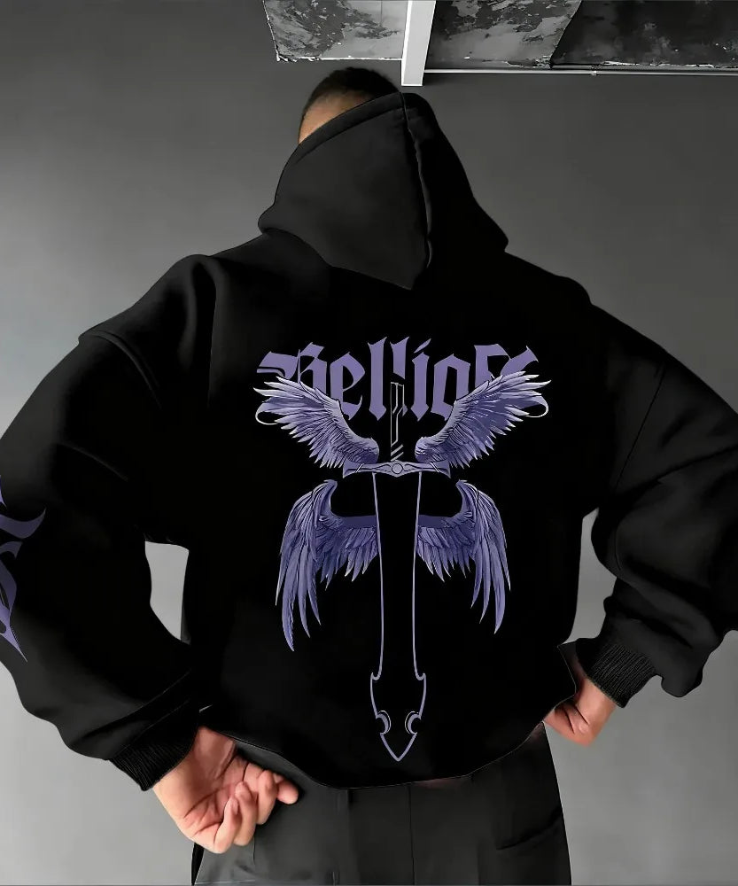 Solo Leveling Comic Hand-painted Printed Hoodie  Autumn/Winter New Men's and Women's Loose Casual American Hip-hop Sweater