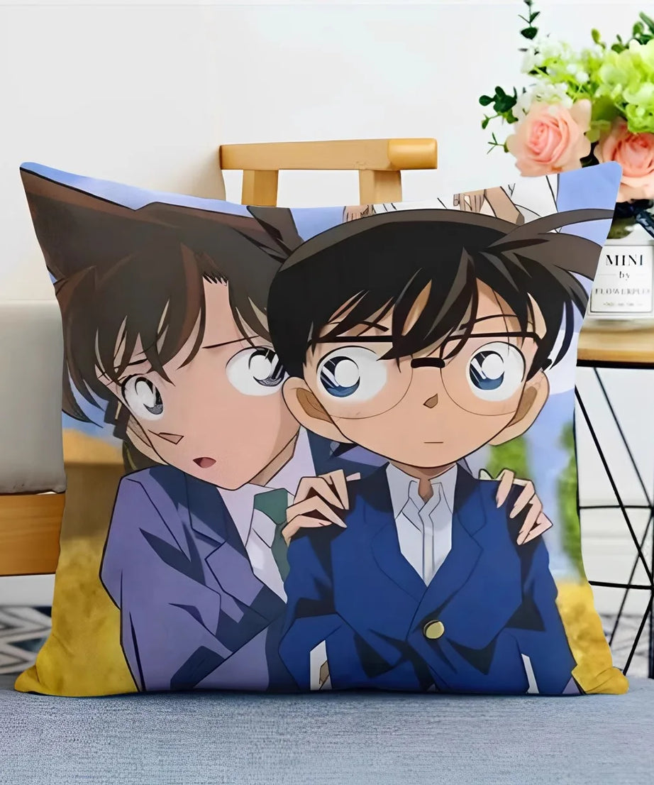 Detective Conan Pillowcase – Soft Anime Cushion Cover with Zipper for Sofa & Bedroom Decor