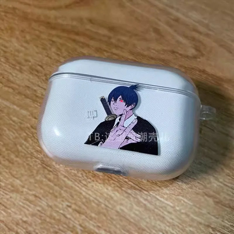 Anime Chainsaw Man power and meowy Soft silicone TPU Case For AirPods 4 Pro 1 2 3 Clear Wireless Bluetooth Earphone Box