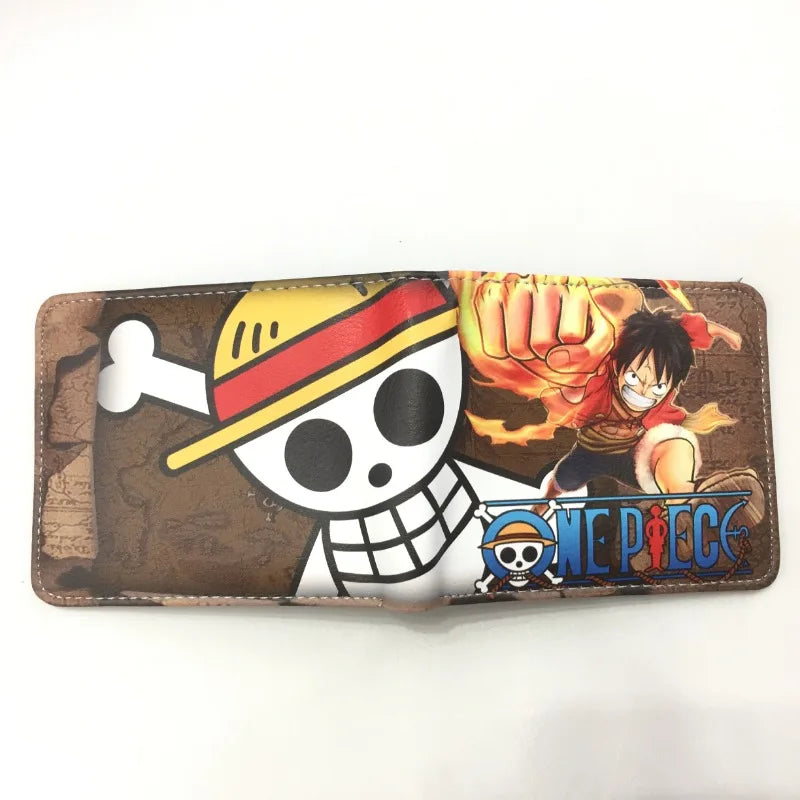 One Piece Anime PU Wallet Zoro Luffy Ace Character Wallet Foldable Portable Multi-Function Card Holder Coin Purse Birthday Gift