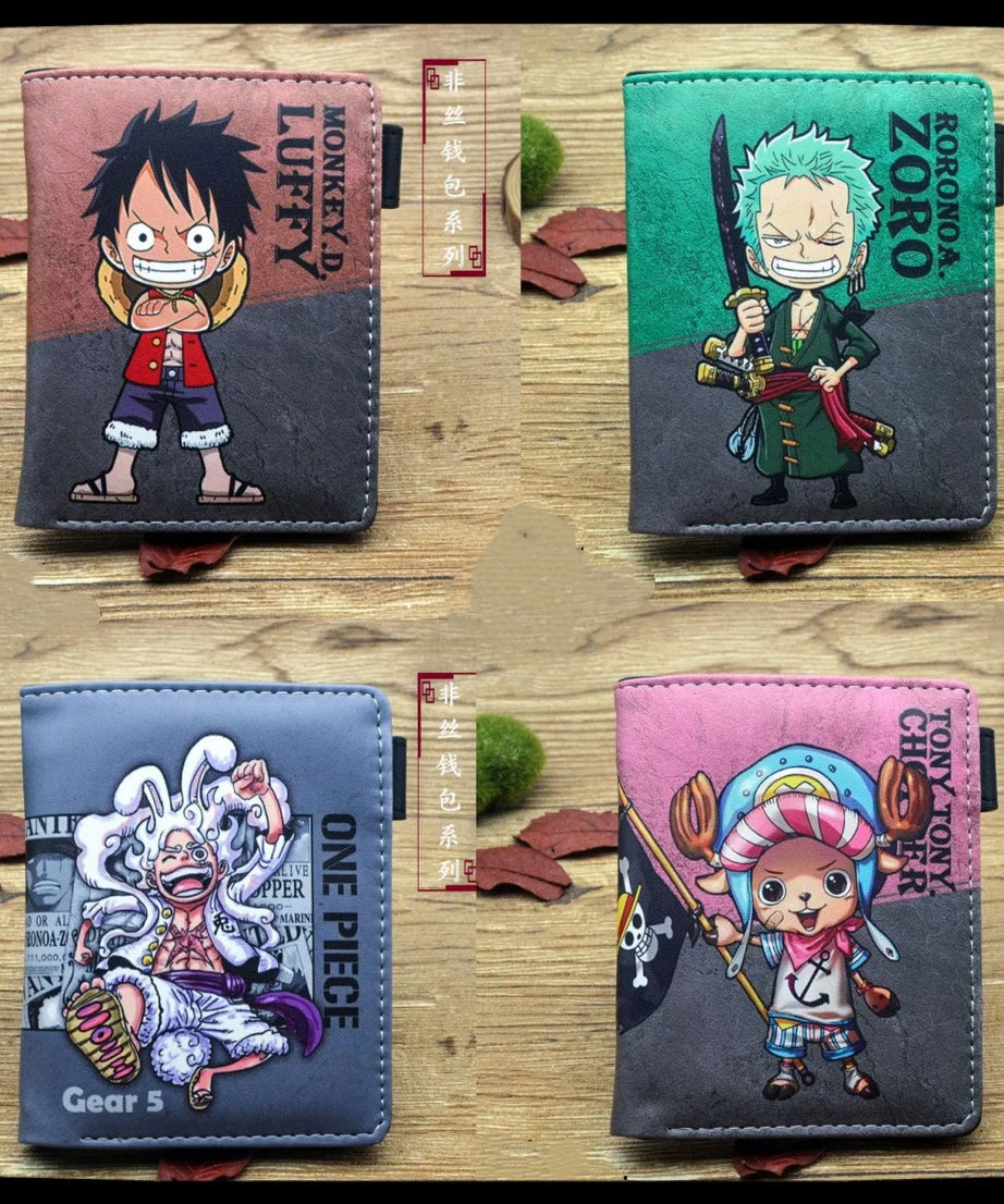 one piece anime peripheral wallet card bag with zipper coin wallet id passport bag cartoon mens one piece figure birthday gift