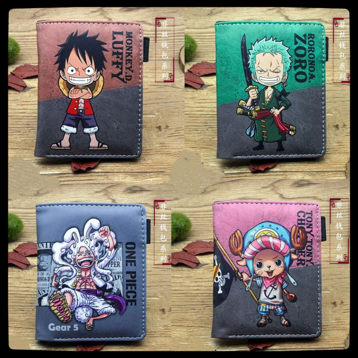 one piece anime peripheral wallet card bag with zipper coin wallet id passport bag cartoon mens one piece figure birthday gift