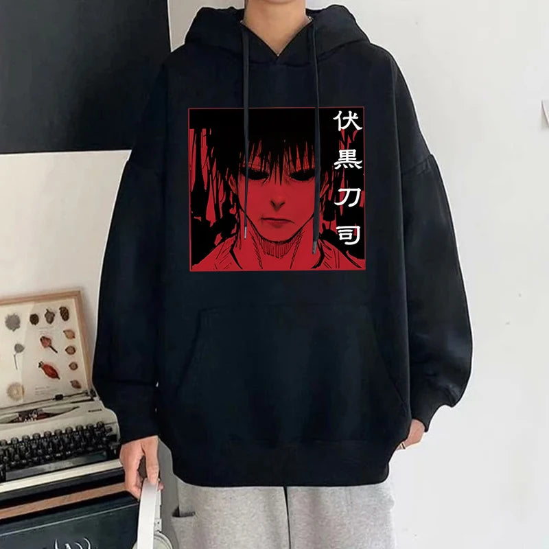 Fashion Unisex Hoodies Anime Fushiguro Toji Printed Hooded Seatshirts Streetwear Casual Pullover Tops