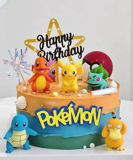 13Pcs/set Pokemon Cake Topper Anime Figure Pikachu Party Happy Birthday Pokemon Cake Decoration Supplies Ornaments Boy