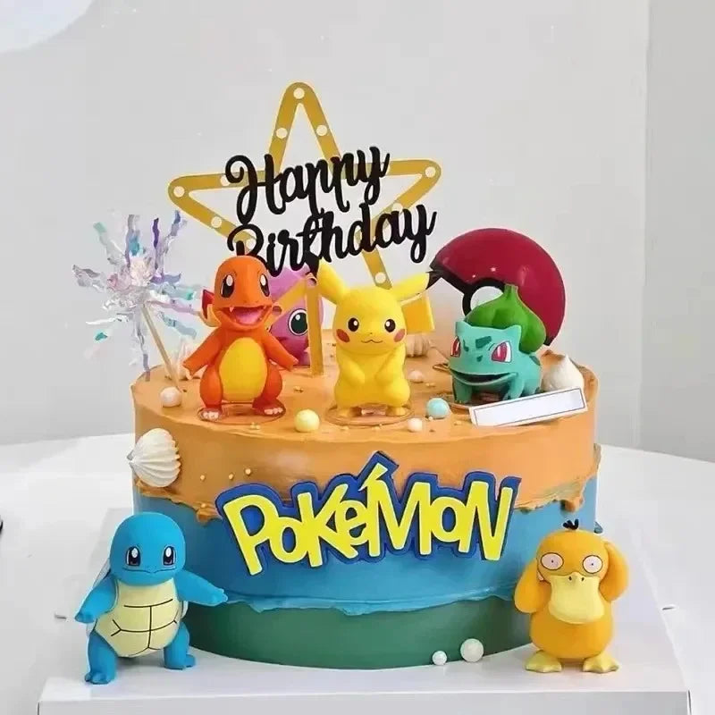 13Pcs/set Pokemon Cake Topper Anime Figure Pikachu Party Happy Birthday Pokemon Cake Decoration Supplies Ornaments Boy