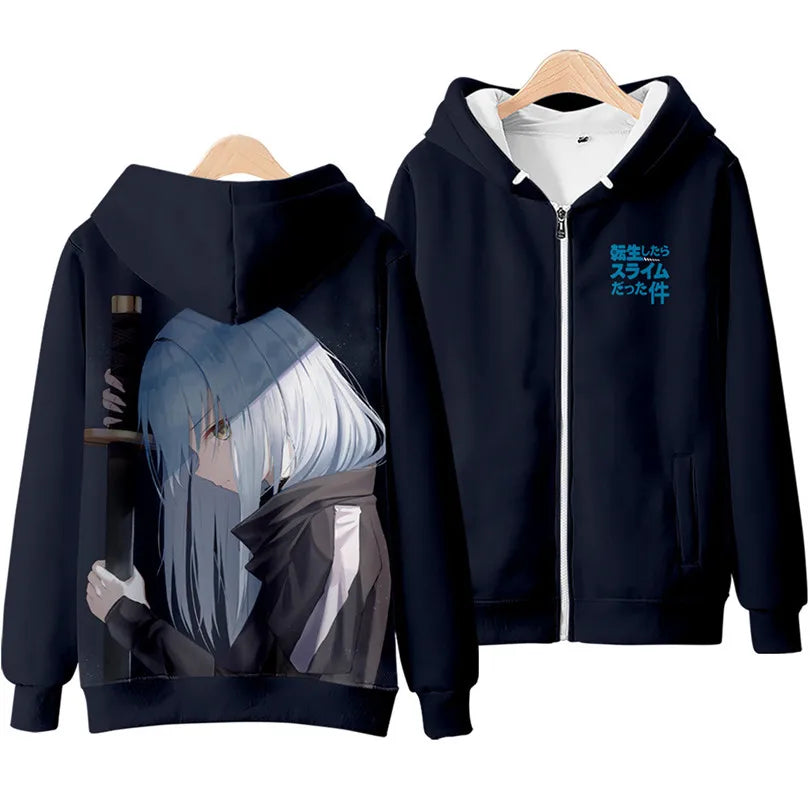 Anime Rimuru Tempest 3D Print Zip-Up Hoodie Unisex Harajuku Streetwear Cosplay Coat 3