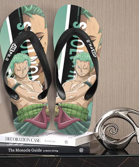 One Piece anime peripheral flip-flops Luffy Zoro creative  outdoor daily anti-slip clip-on summer couple slippers gift